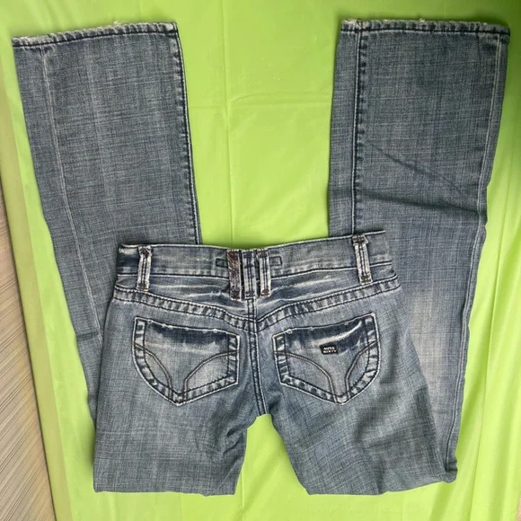 LOW RISE MISS SIXTY YK2 VINTAGE BLUE JEANS ,DISTRESS WITH EMBROILED POCKETS 24 - Picture 7 of 16
